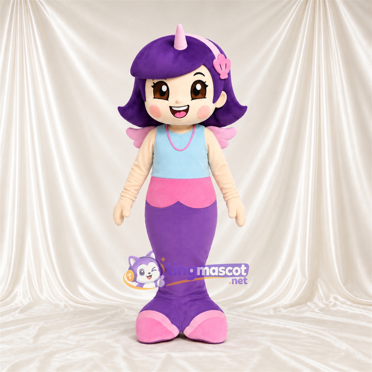 Mermaid Mascot Costume - Purple Tail and Hair Mermaid Mascot Costume - Purple Tail and Hair