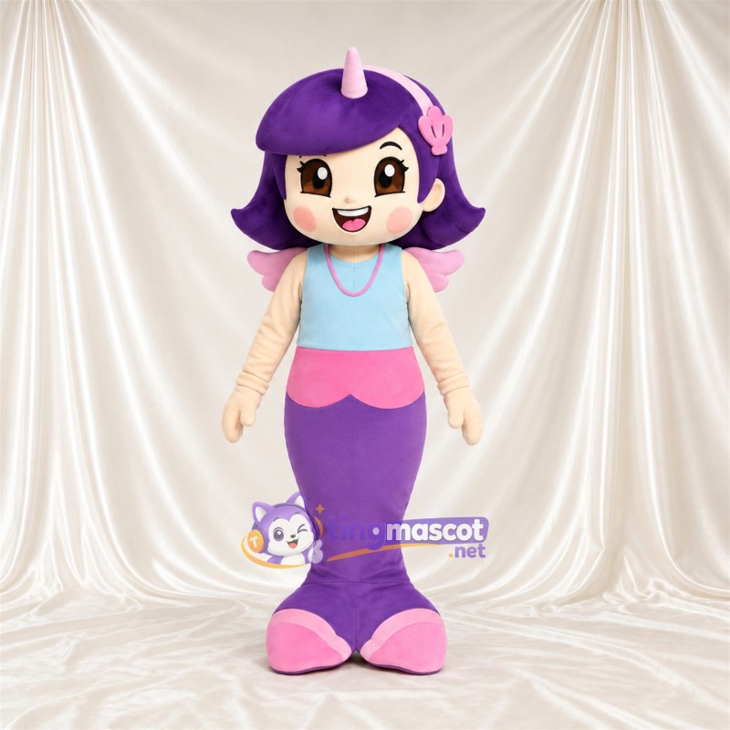 Mermaid Mascot Costume - Purple Tail and Hair Mermaid Mascot Costume - Purple Tail and Hair