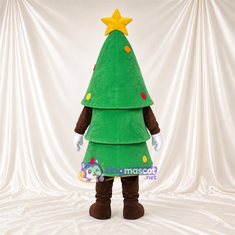 Maskottchenkostüm Weihnachtsbaum – grün – Stern (gelb); Handschuhe (weiß) Maskottchenkostüm Weihnachtsbaum – grün – Stern (gelb); Handschuhe (weiß)