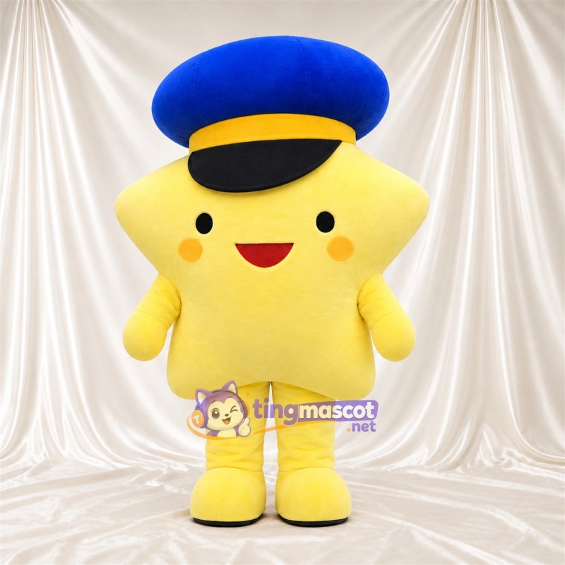 Costume de mascotte Étoile – jaune – Casquette (bleu) Costume de mascotte Étoile – jaune – Casquette (bleu)