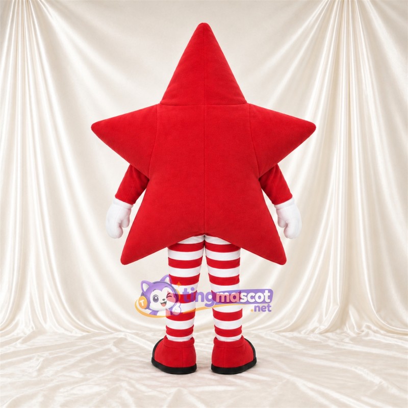 Costume de mascotte Étoile – rouge – Jambes rayées (rouge / blanc) Costume de mascotte Étoile – rouge – Jambes rayées (rouge / blanc)