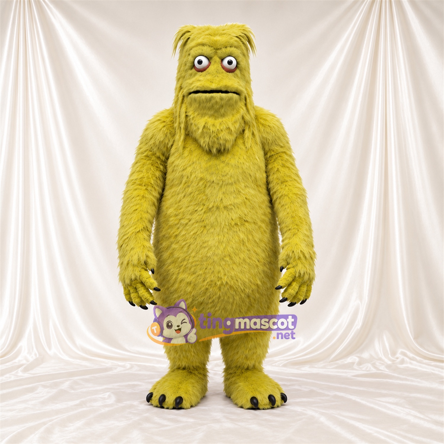 Maskottchenkostüm Monster – olivgrün – Lange Schnauze; Zottelfell Maskottchenkostüm Monster – olivgrün – Lange Schnauze; Zottelfell
