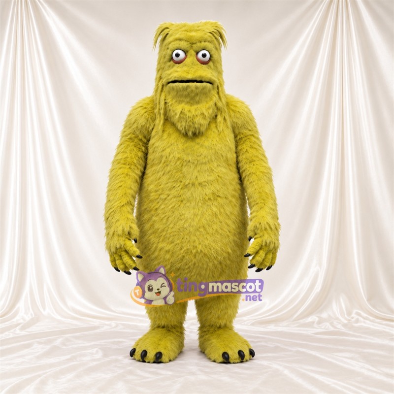 Maskottchenkostüm Monster – olivgrün – Lange Schnauze; Zottelfell Maskottchenkostüm Monster – olivgrün – Lange Schnauze; Zottelfell