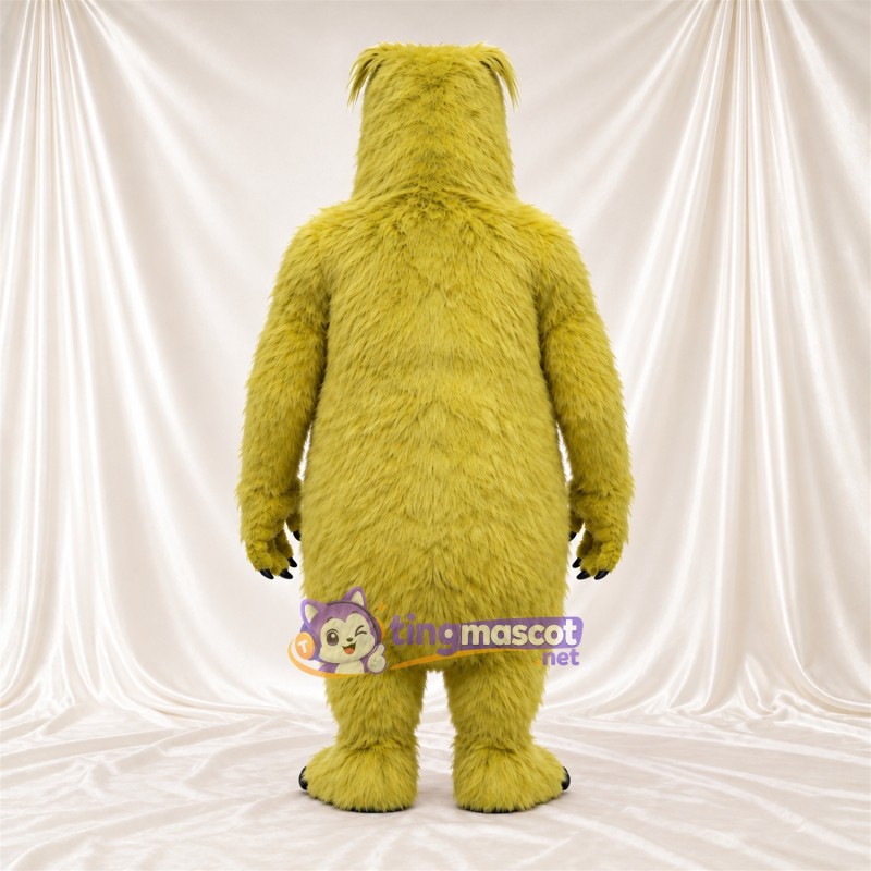 Maskottchenkostüm Monster – olivgrün – Lange Schnauze; Zottelfell Maskottchenkostüm Monster – olivgrün – Lange Schnauze; Zottelfell