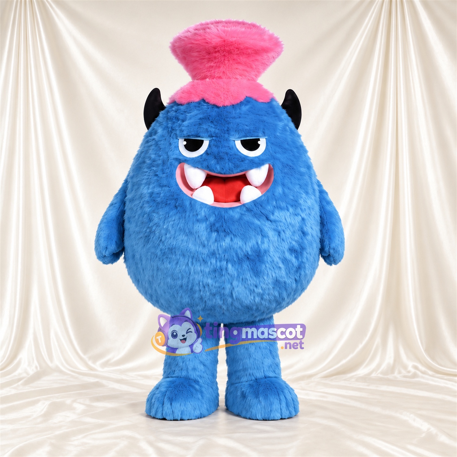 Costume de mascotte Monstre – bleu – Haut-de-forme (rose) Costume de mascotte Monstre – bleu – Haut-de-forme (rose)