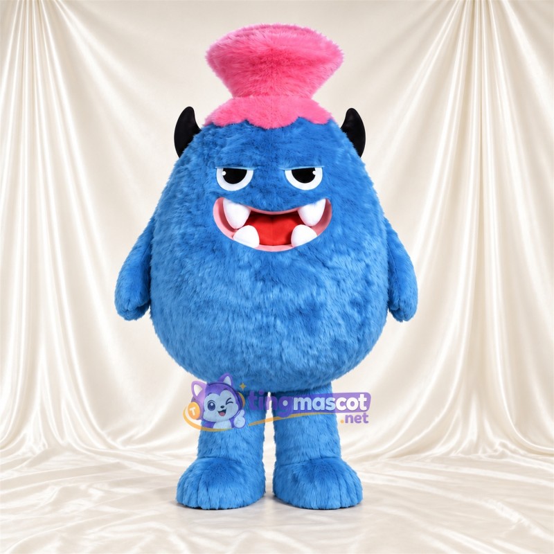 Costume de mascotte Monstre – bleu – Haut-de-forme (rose) Costume de mascotte Monstre – bleu – Haut-de-forme (rose)