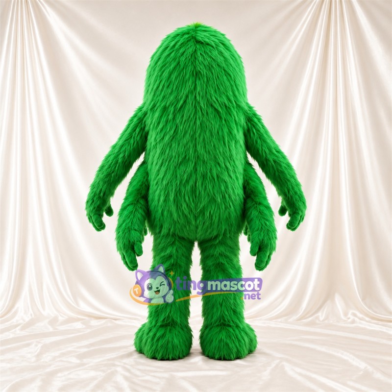 Green Monster Mascot Costume - Blue Head Tuft and Shaggy Fur Green Monster Mascot Costume - Blue Head Tuft and Shaggy Fur