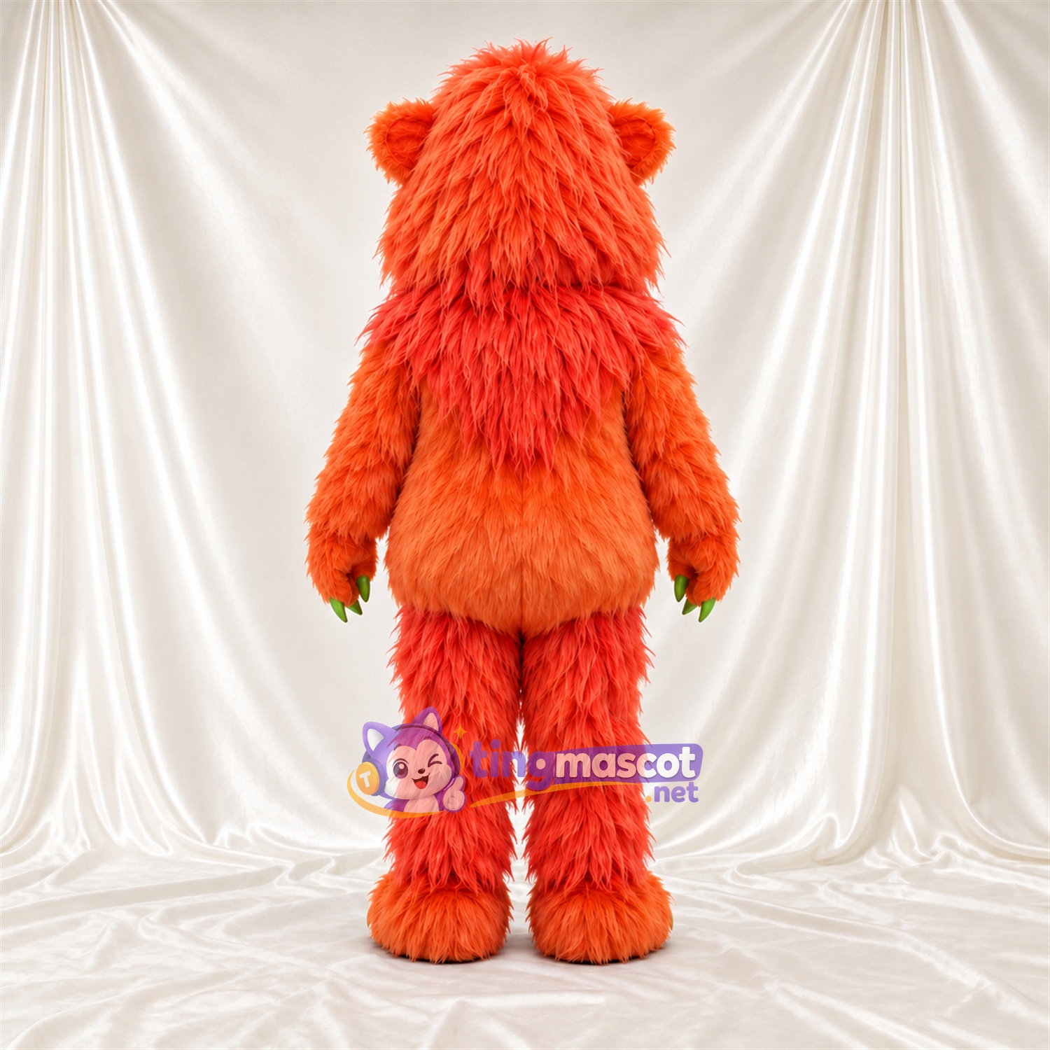 Costume de mascotte Monstre – orange – Gants (vert); Langue (vert) Costume de mascotte Monstre – orange – Gants (vert); Langue (vert)