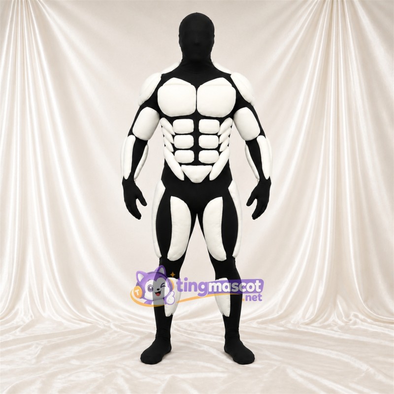 Black and White Superhero Mascot Costume Black and White Superhero Mascot Costume