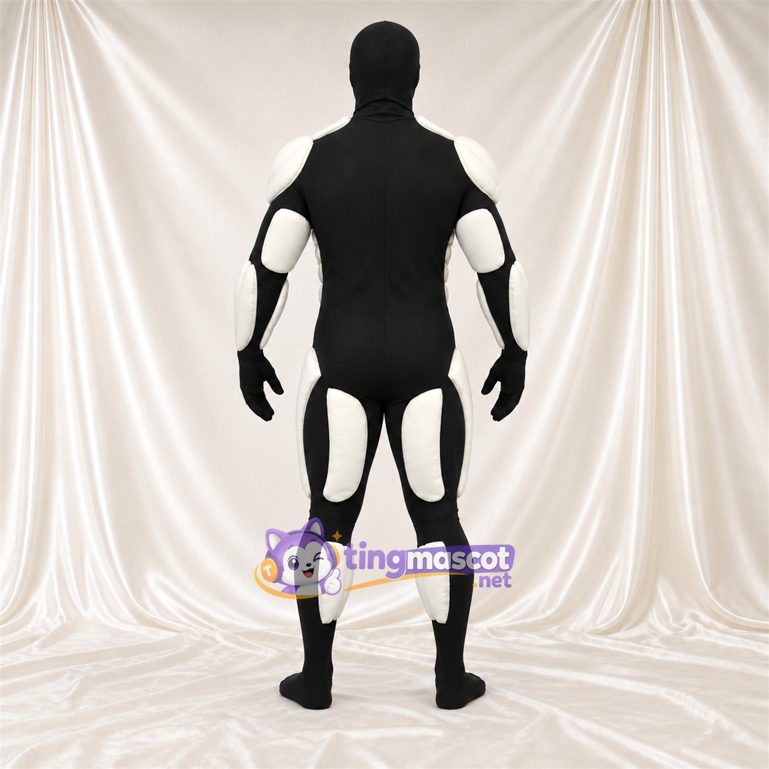 Black and White Superhero Mascot Costume Black and White Superhero Mascot Costume
