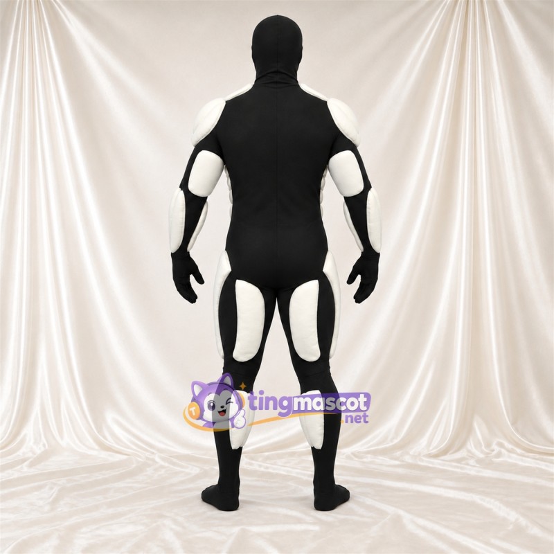 Black and White Superhero Mascot Costume Black and White Superhero Mascot Costume