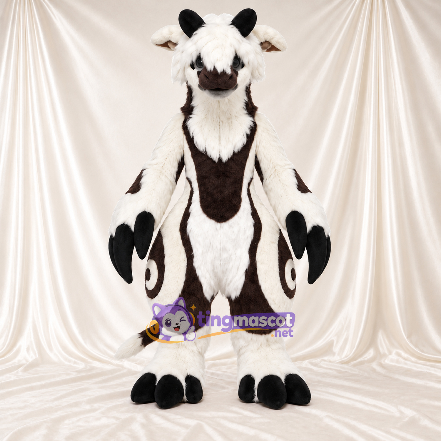 Black and White Horned Monster Mascot Costume Black and White Horned Monster Mascot Costume