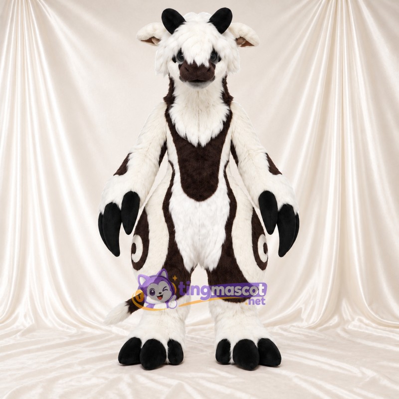 Black and White Horned Monster Mascot Costume Black and White Horned Monster Mascot Costume