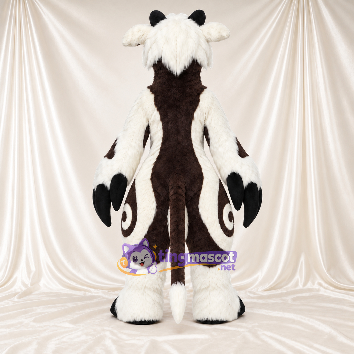 Black and White Horned Monster Mascot Costume Black and White Horned Monster Mascot Costume