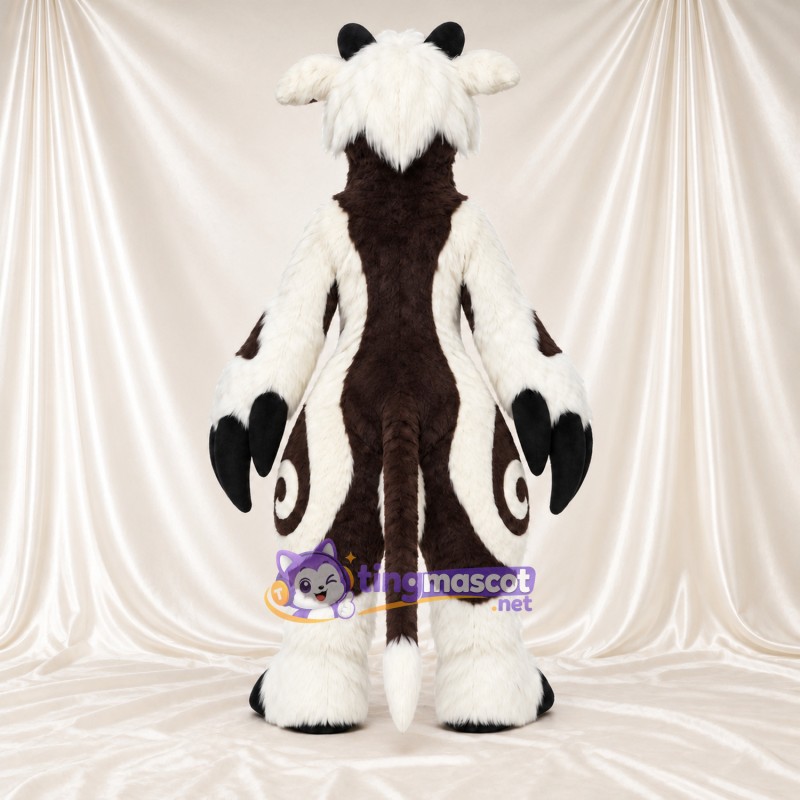 Black and White Horned Monster Mascot Costume Black and White Horned Monster Mascot Costume