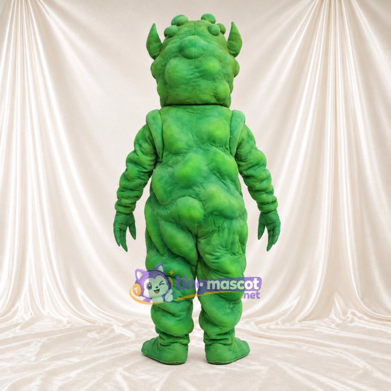 Green Monster Mascot Costume - Raised Back Spikes and Pointed Fangs Green Monster Mascot Costume - Raised Back Spikes and Pointed Fangs