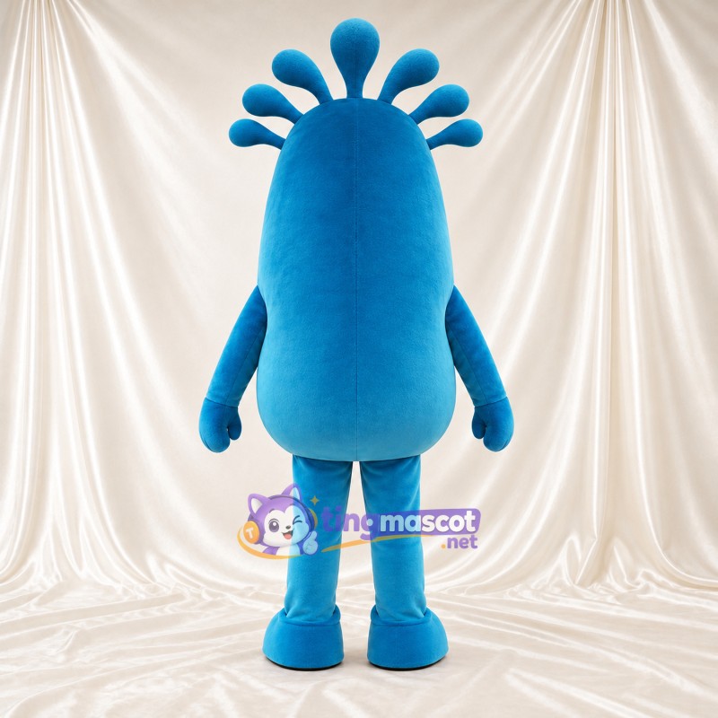 Blue Monster Mascot Costume - Head Tuft and Toothy Grin Blue Monster Mascot Costume - Head Tuft and Toothy Grin