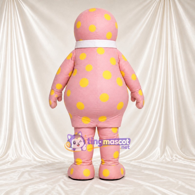 Costume de mascotte Clown – rose – Pois (jaune); Nœud papillon Costume de mascotte Clown – rose – Pois (jaune); Nœud papillon