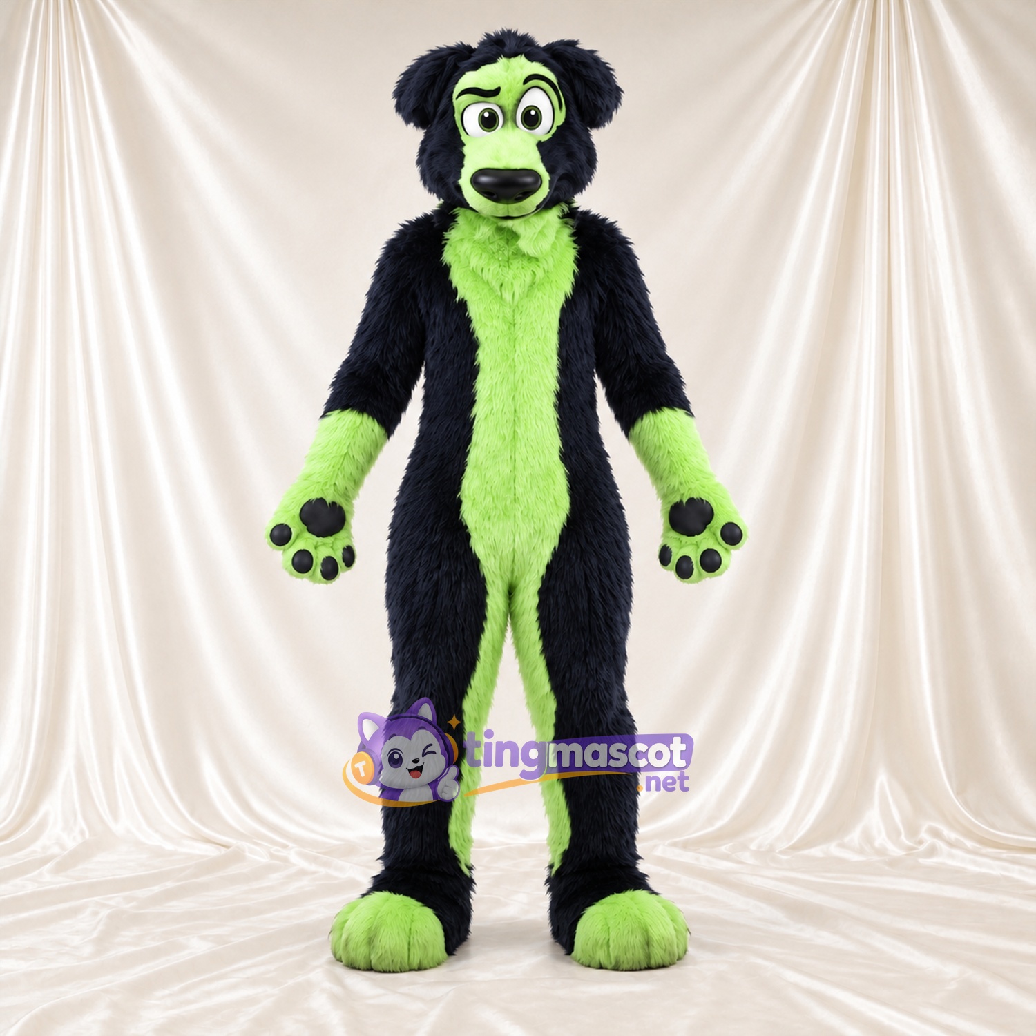 Black and Green Monster Mascot Costume Black and Green Monster Mascot Costume
