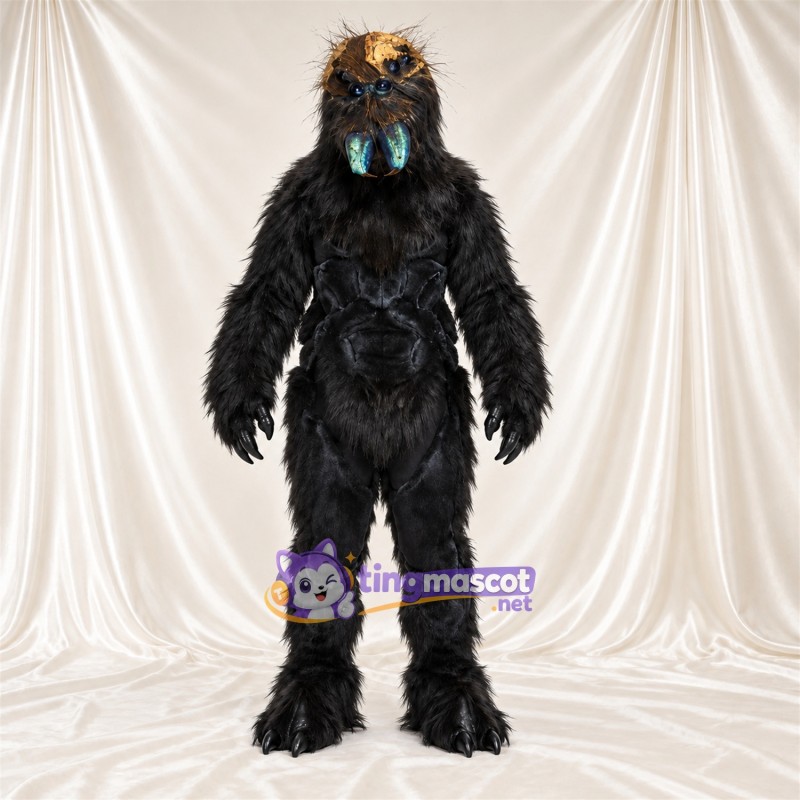Black Monster Mascot Costume Black Monster Mascot Costume
