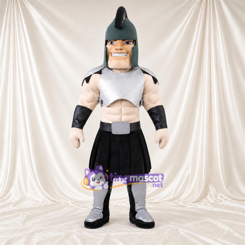 Costume de mascotte Soldat romain – argenté / noir – Armure (argenté); Jupe (noir) Costume de mascotte Soldat romain – argenté / noir – Armure (argenté); Jupe (noir)