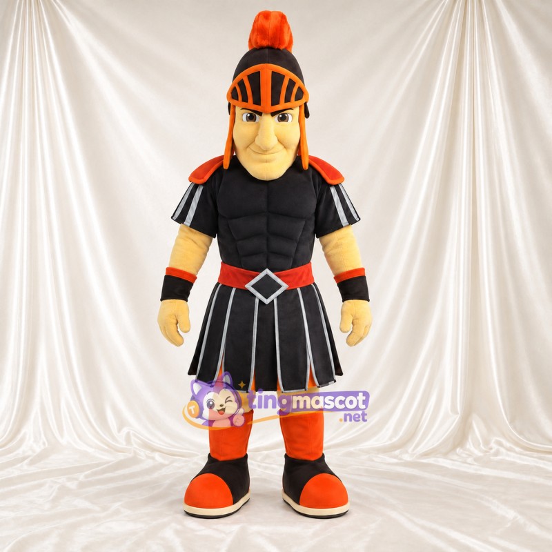 Roman Soldier Mascot Costume - Black and Orange Uniform Roman Soldier Mascot Costume - Black and Orange Uniform