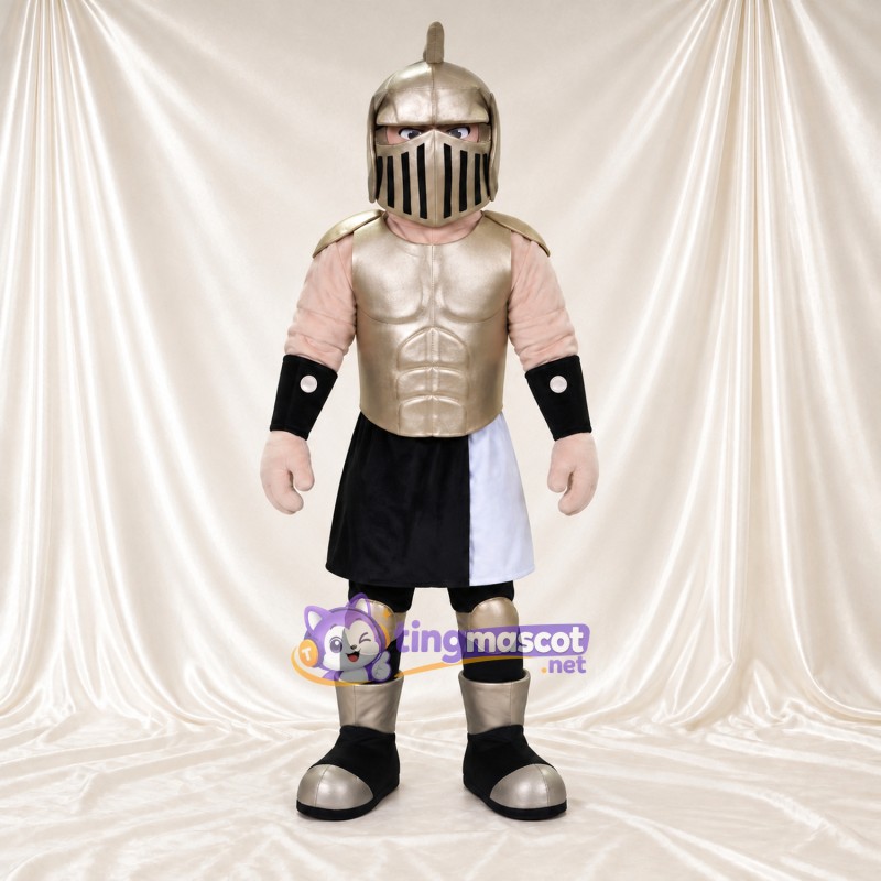 Costume de mascotte Chevalier – argenté / noir – Armure (argenté); Jupe (noir) Costume de mascotte Chevalier – argenté / noir – Armure (argenté); Jupe (noir)