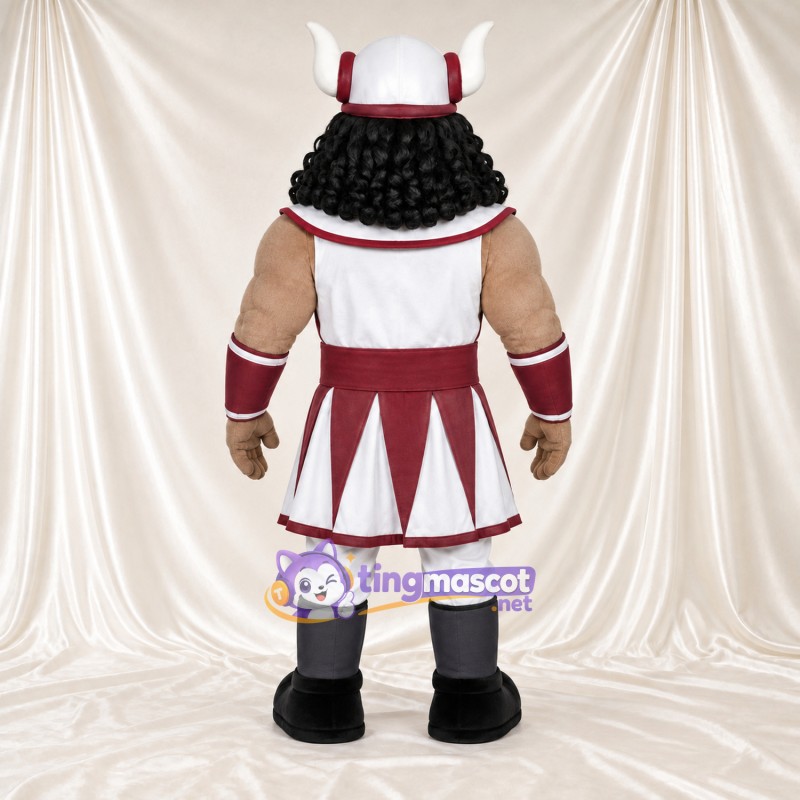 Maskottchenkostüm Wikinger – bordeauxrot – Tunika (bordeauxrot); Helm Maskottchenkostüm Wikinger – bordeauxrot – Tunika (bordeauxrot); Helm