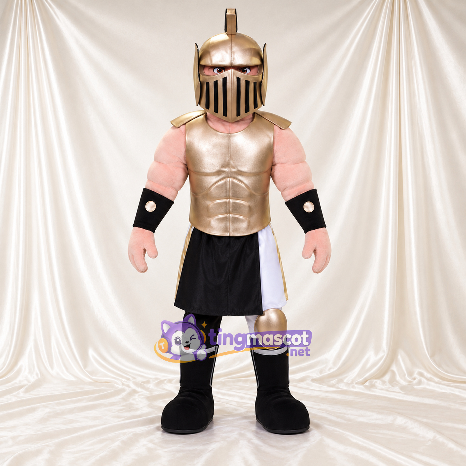 Costume de mascotte Chevalier – argenté / noir – Armure (argenté); Jupe (noir) Costume de mascotte Chevalier – argenté / noir – Armure (argenté); Jupe (noir)