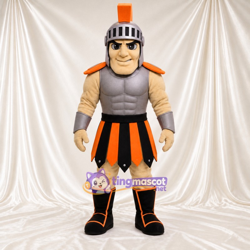 Costume de mascotte Chevalier – argenté / orange – Armure (argenté); Jupe (orange) Costume de mascotte Chevalier – argenté / orange – Armure (argenté); Jupe (orange)