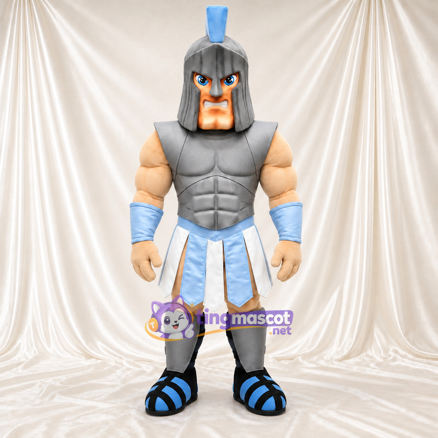 Costume de mascotte Chevalier – argenté / bleu – Armure (argenté); Jupe (bleu) Costume de mascotte Chevalier – argenté / bleu – Armure (argenté); Jupe (bleu)