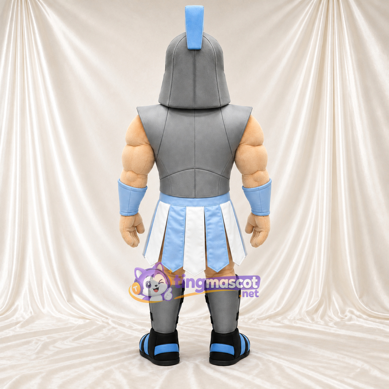 Costume de mascotte Chevalier – argenté / bleu – Armure (argenté); Jupe (bleu) Costume de mascotte Chevalier – argenté / bleu – Armure (argenté); Jupe (bleu)