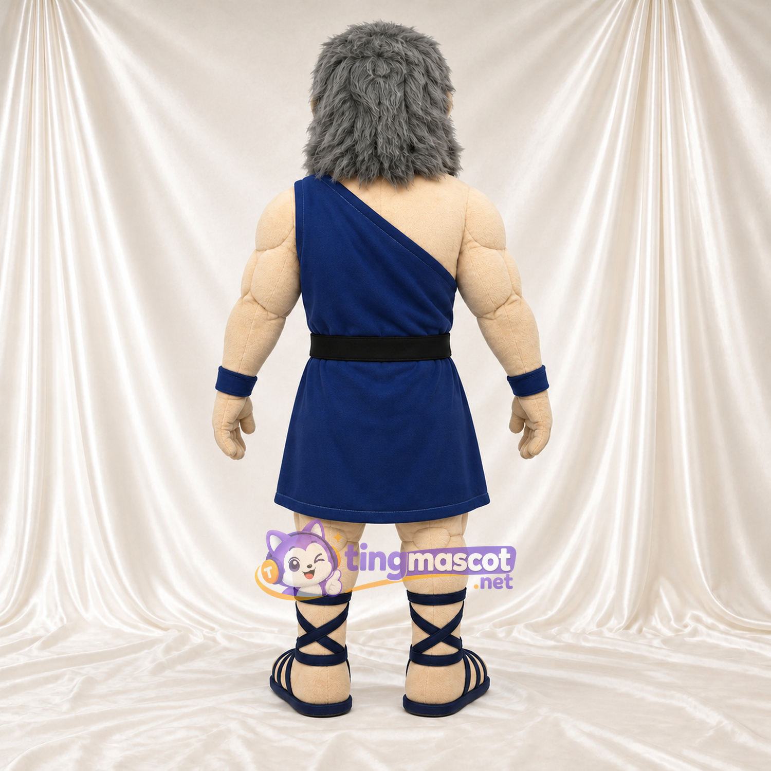 Costume de mascotte Dieu grec – bleu / gris – Tunique (bleu); Barbe (gris) Costume de mascotte Dieu grec – bleu / gris – Tunique (bleu); Barbe (gris)