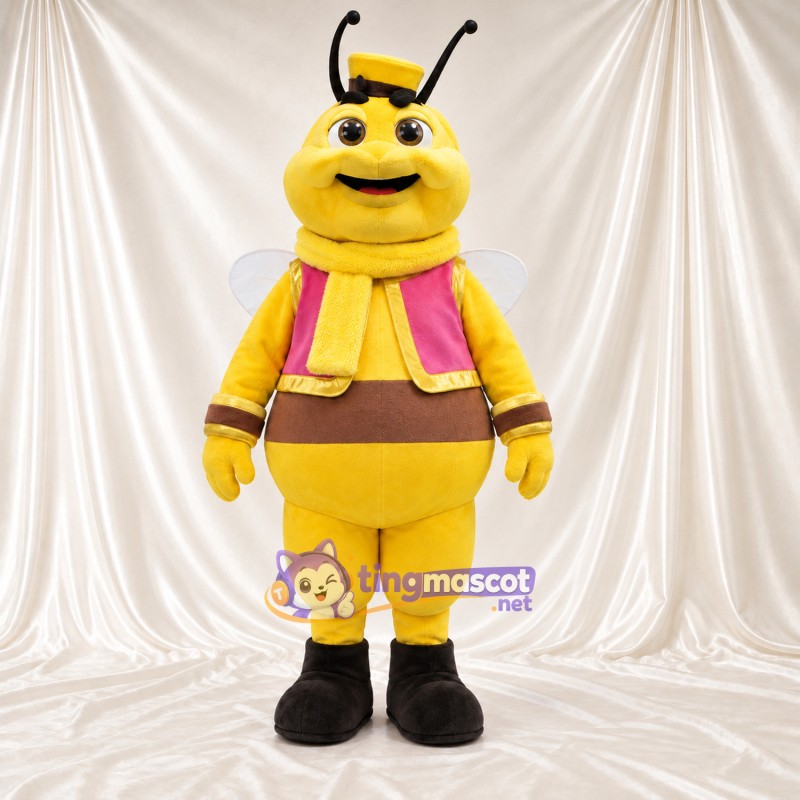 Costume de mascotte Abeille – jaune – Gilet (rose) Costume de mascotte Abeille – jaune – Gilet (rose)