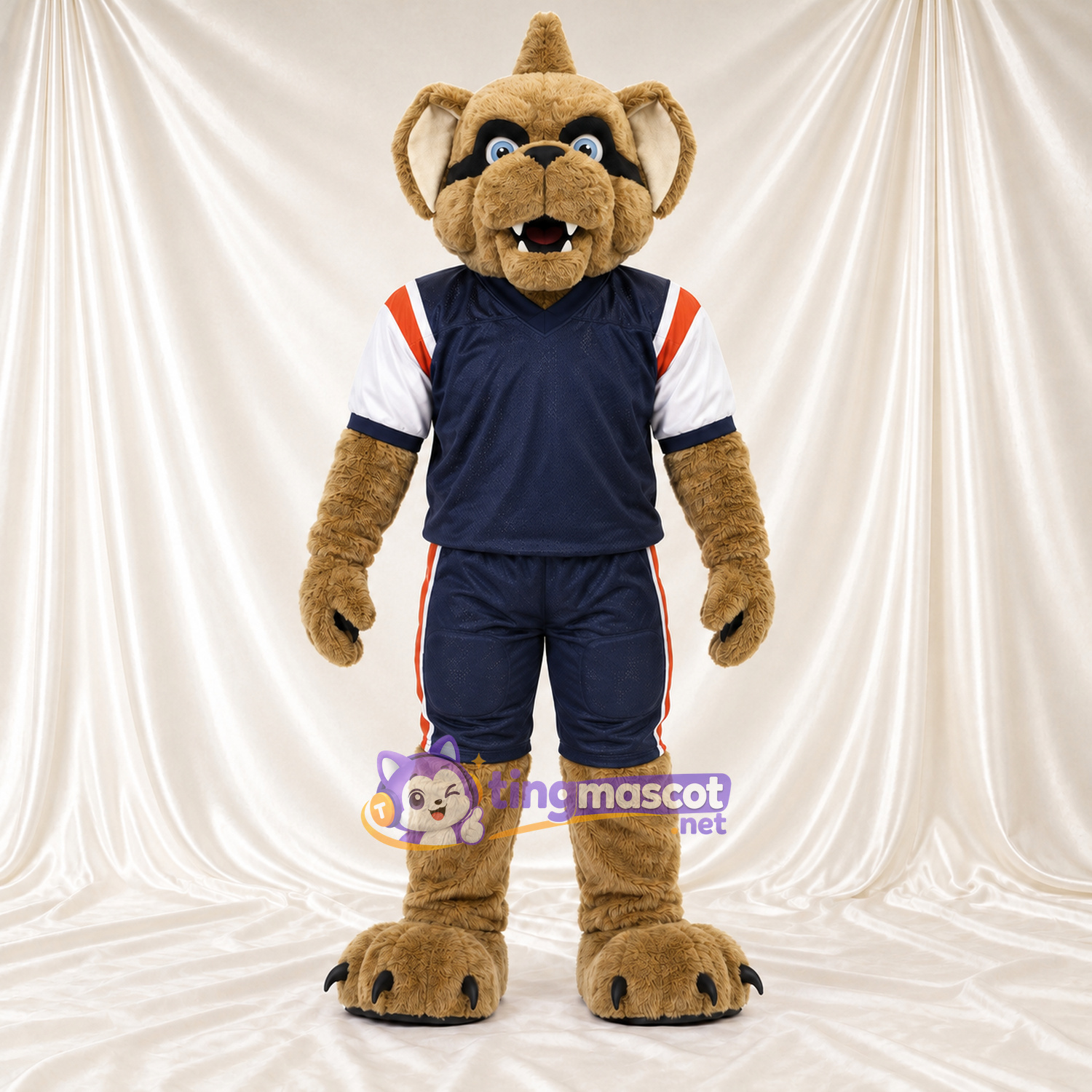 Maskottchenkostüm Bär – braun – Sporttrikot (blau) Maskottchenkostüm Bär – braun – Sporttrikot (blau)