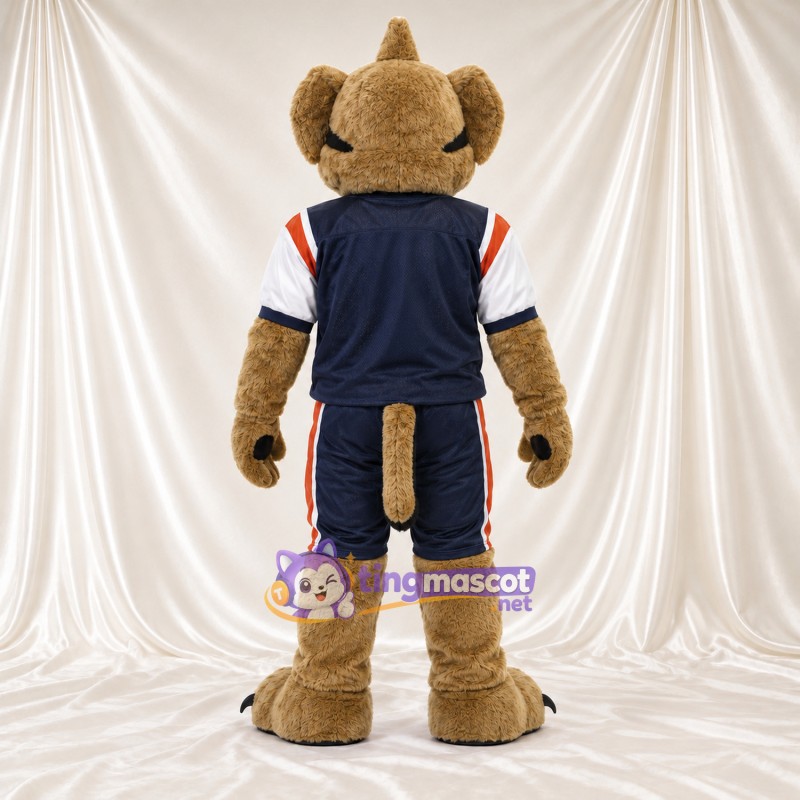 Maskottchenkostüm Bär – braun – Sporttrikot (blau) Maskottchenkostüm Bär – braun – Sporttrikot (blau)