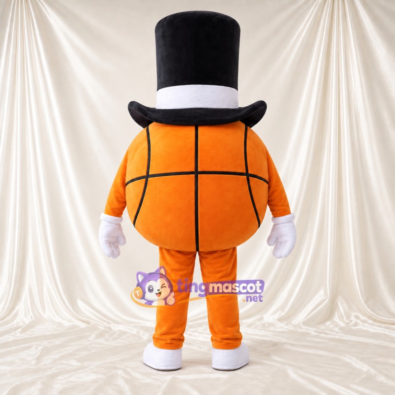 Costume de mascotte Ballon de basket – orange – Haut-de-forme (noir) Costume de mascotte Ballon de basket – orange – Haut-de-forme (noir)