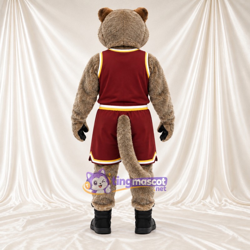 Maskottchenkostüm Bär – braun – Sporttrikot (bordeauxrot) Maskottchenkostüm Bär – braun – Sporttrikot (bordeauxrot)