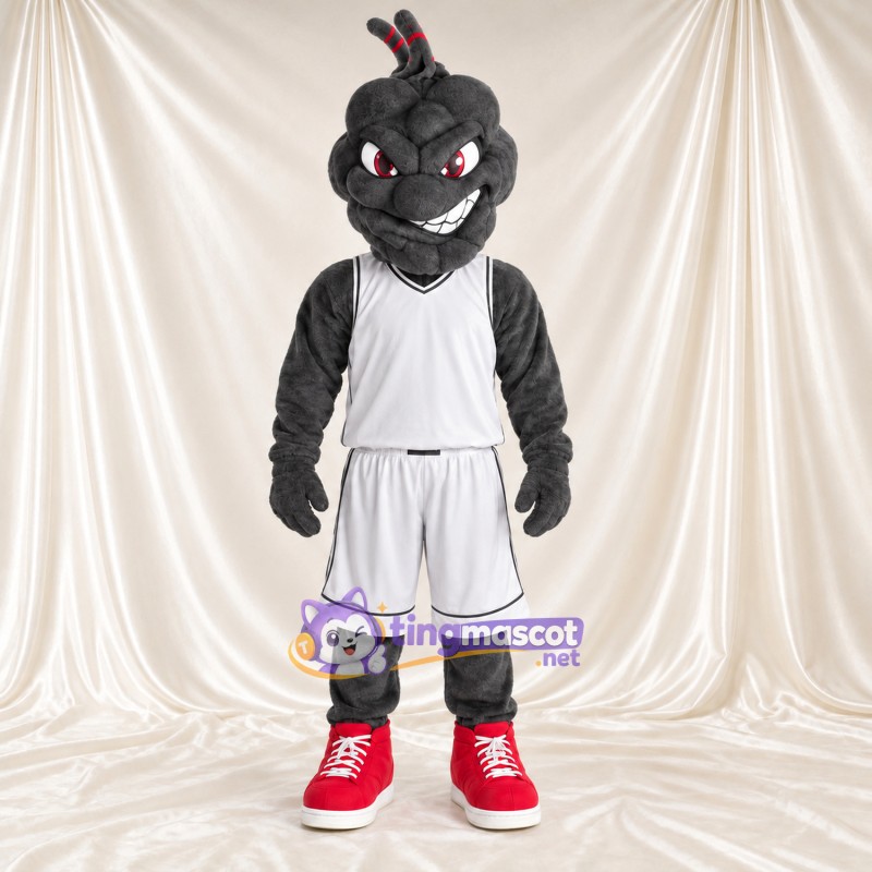 Black Ant Mascot Costume - White Sports Uniform Black Ant Mascot Costume - White Sports Uniform