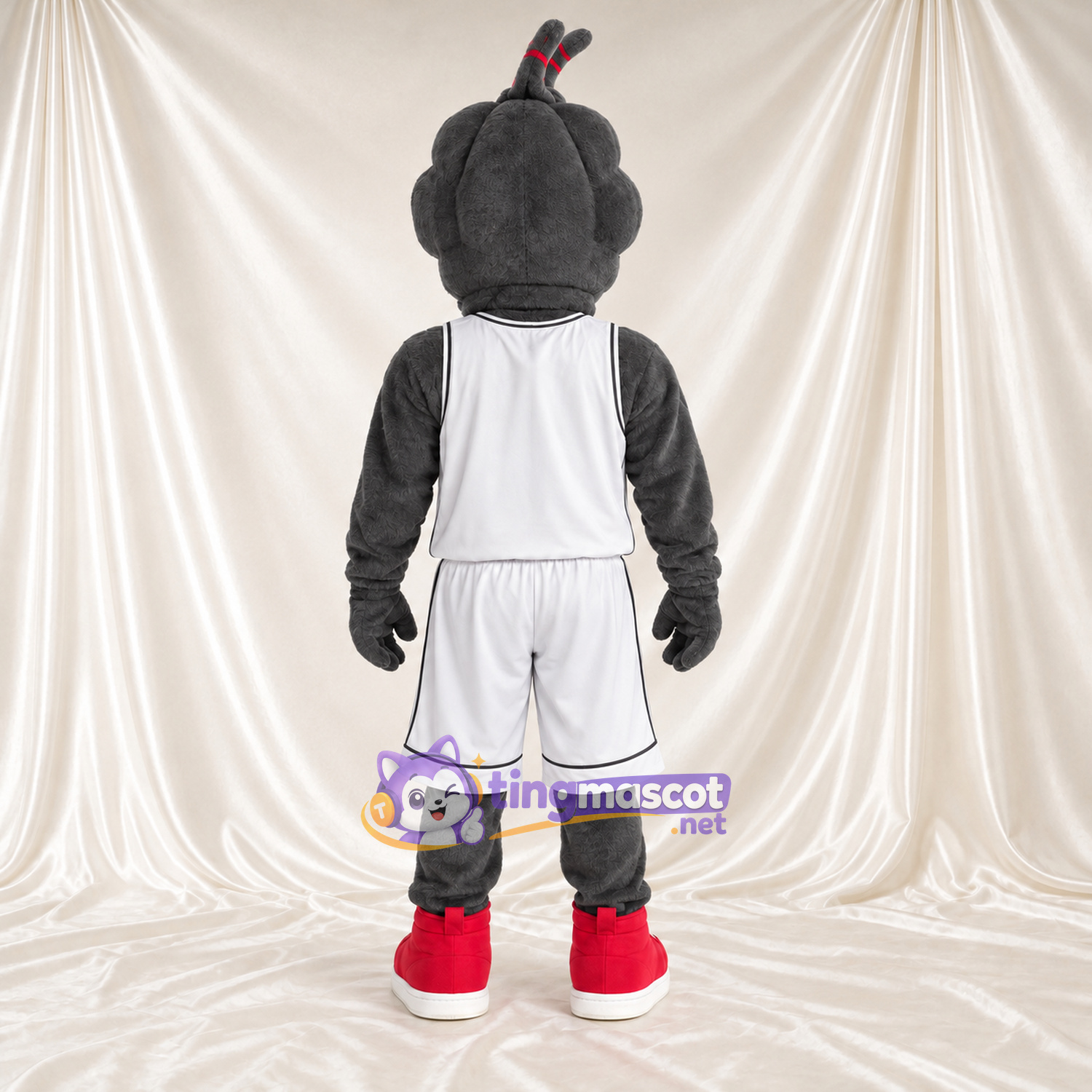 Black Ant Mascot Costume - White Sports Uniform