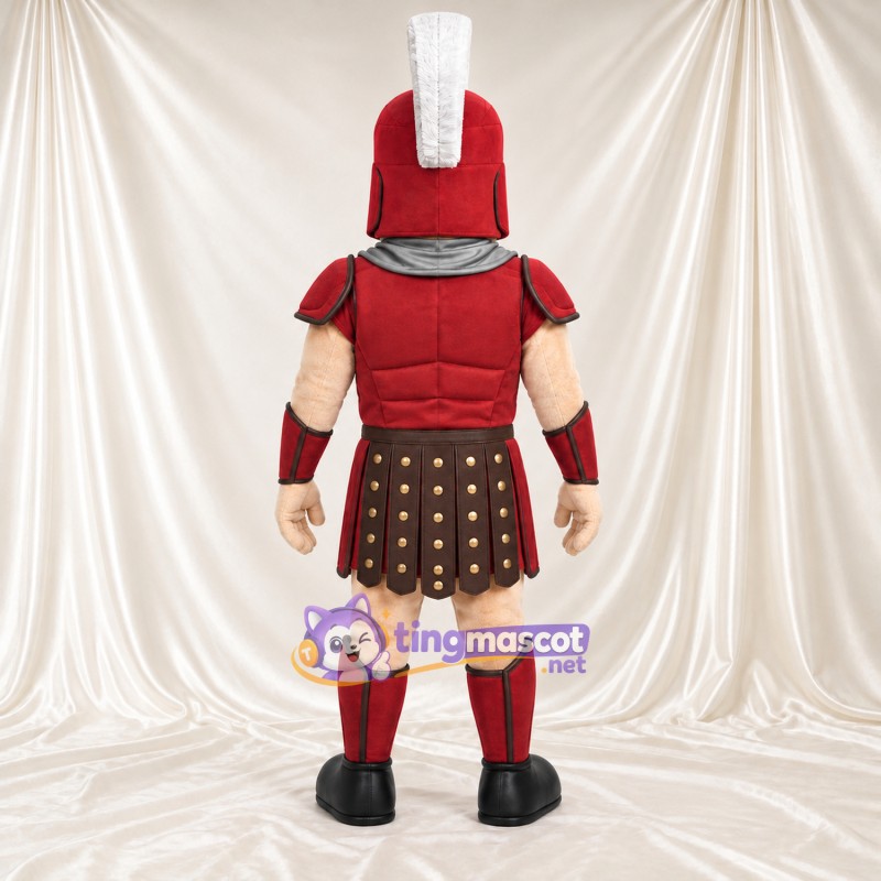 Roman Soldier Mascot Costume - Red Armor, Black Toe Caps and White Helmet Crest Roman Soldier Mascot Costume - Red Armor, Black Toe Caps and White Helmet Crest