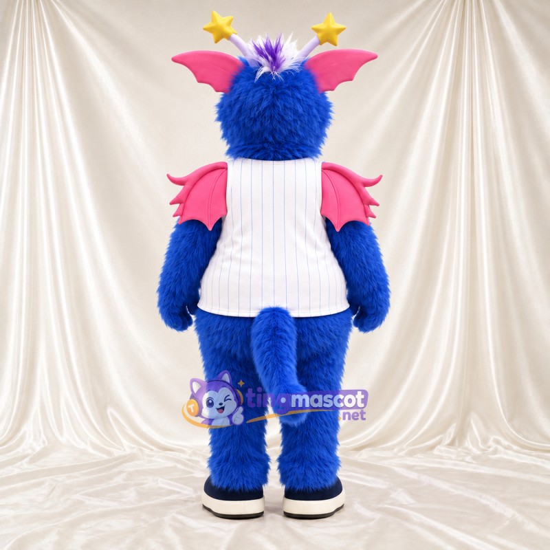 Costume de mascotte Monstre – bleu – Chemise (blanc); Ailes (rose) Costume de mascotte Monstre – bleu – Chemise (blanc); Ailes (rose)