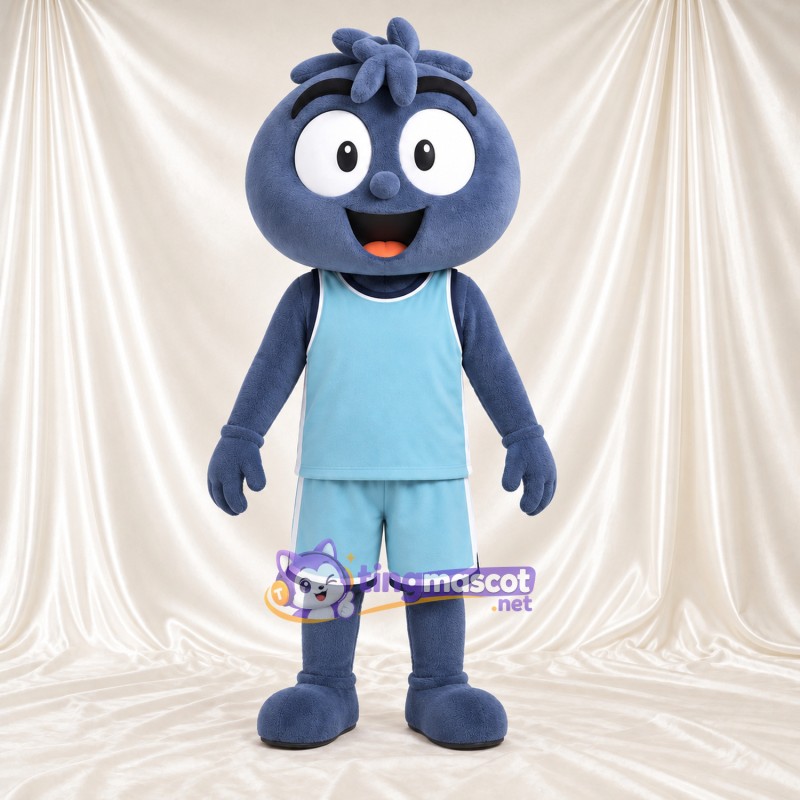 Maskottchenkostüm Beerenfigur – blau – Sporttrikot (hellblau)