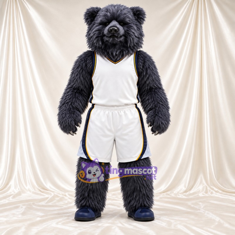 Maskottchenkostüm Bär – schwarz – Sporttrikot (weiß) Maskottchenkostüm Bär – schwarz – Sporttrikot (weiß)