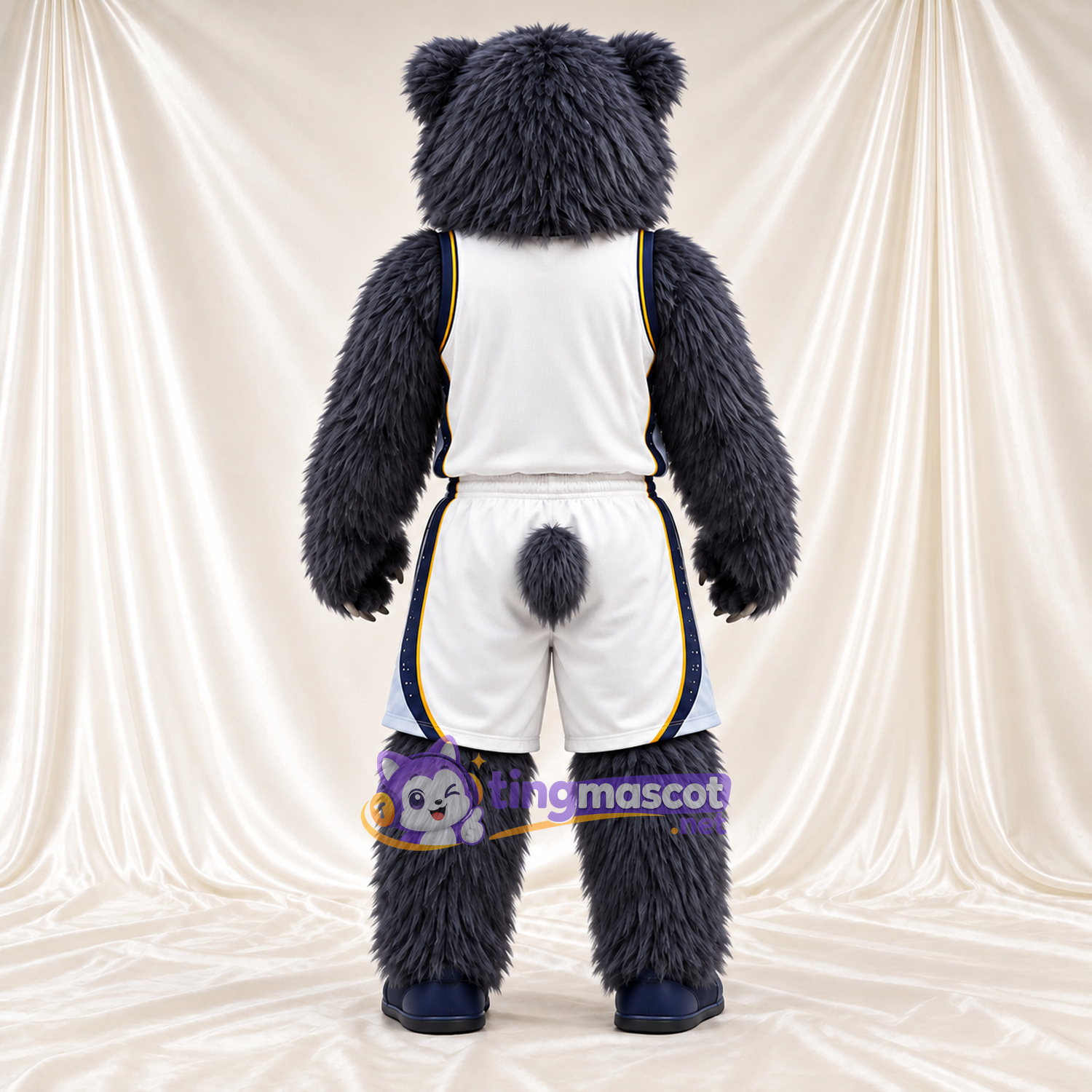 Maskottchenkostüm Bär – schwarz – Sporttrikot (weiß) Maskottchenkostüm Bär – schwarz – Sporttrikot (weiß)