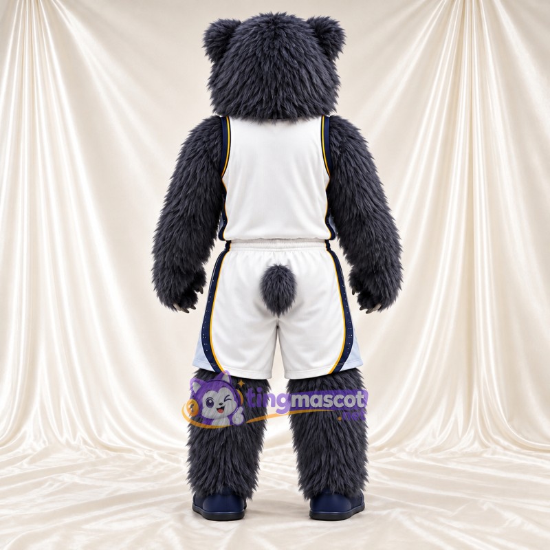 Maskottchenkostüm Bär – schwarz – Sporttrikot (weiß) Maskottchenkostüm Bär – schwarz – Sporttrikot (weiß)