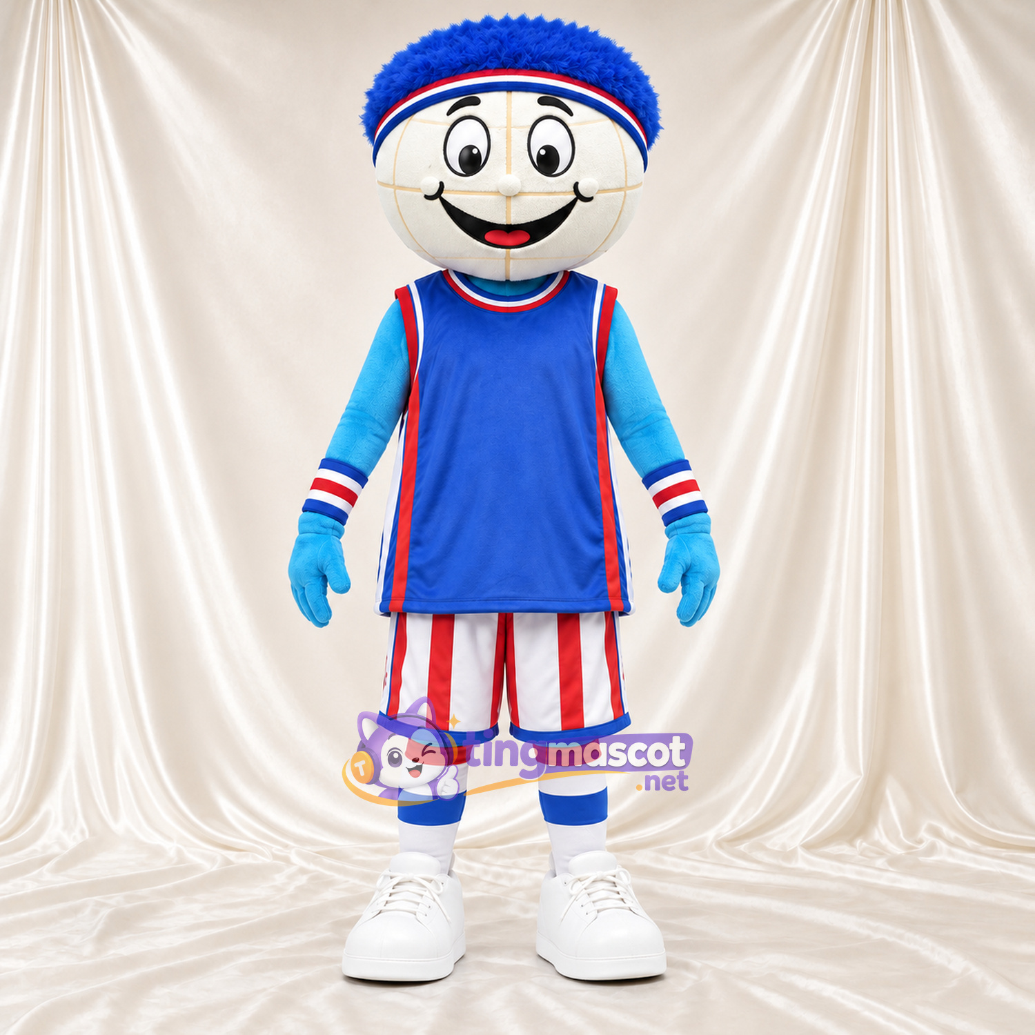 Costume de mascotte Globie – blanc / bleu – Maillot (bleu); Short Costume de mascotte Globie – blanc / bleu – Maillot (bleu); Short