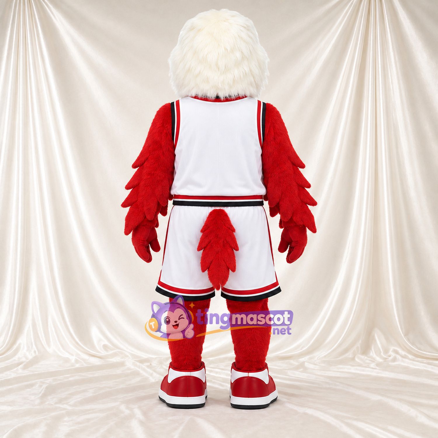 Maskottchenkostüm Adler – rot – Sporttrikot (weiß) Maskottchenkostüm Adler – rot – Sporttrikot (weiß)