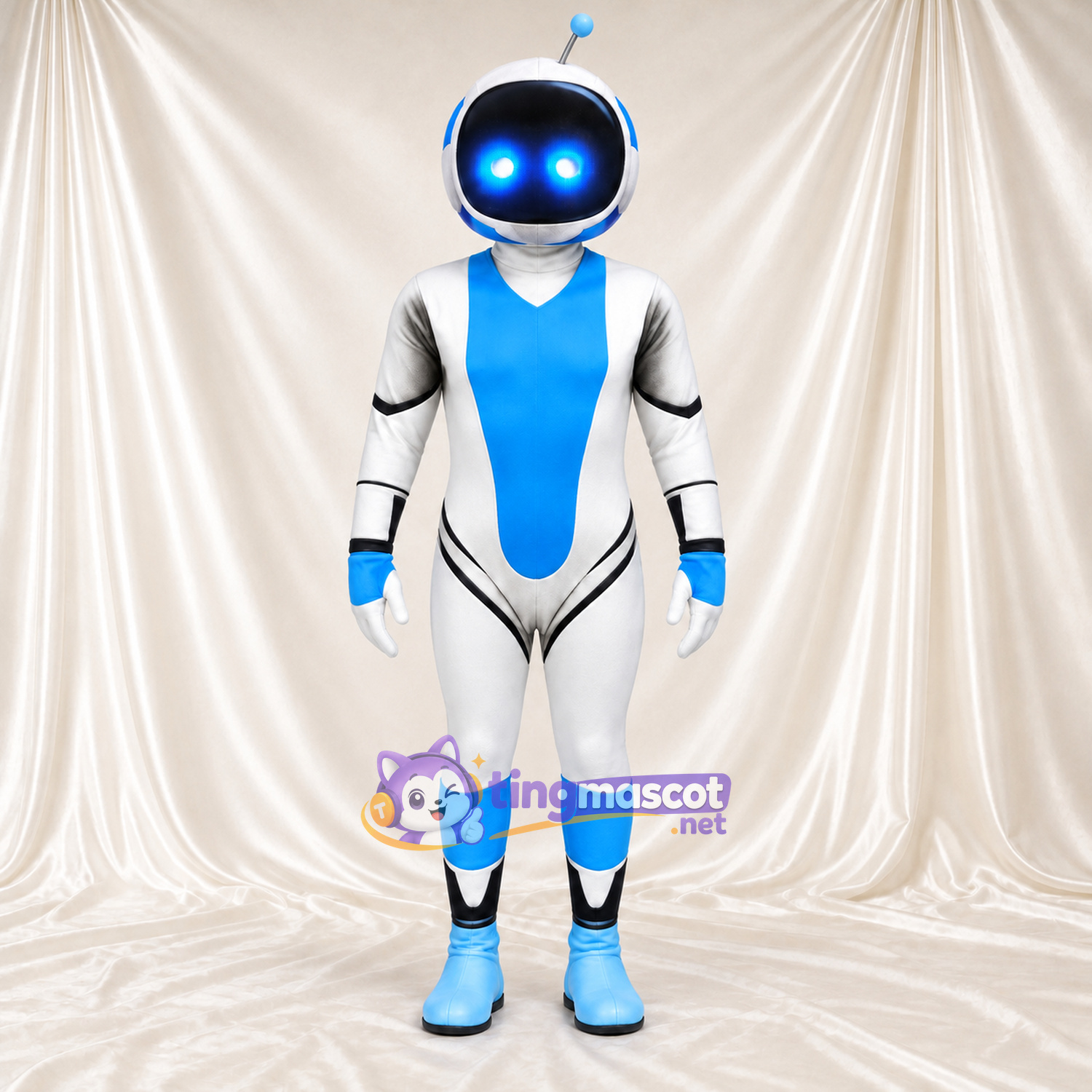 Costume de mascotte Robot – blanc – Touches de couleur (bleu)