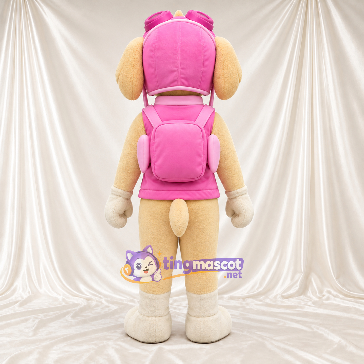Maskottchenkostüm Pilotenhund – hellbraun – Weste (rosa) Maskottchenkostüm Pilotenhund – hellbraun – Weste (rosa)